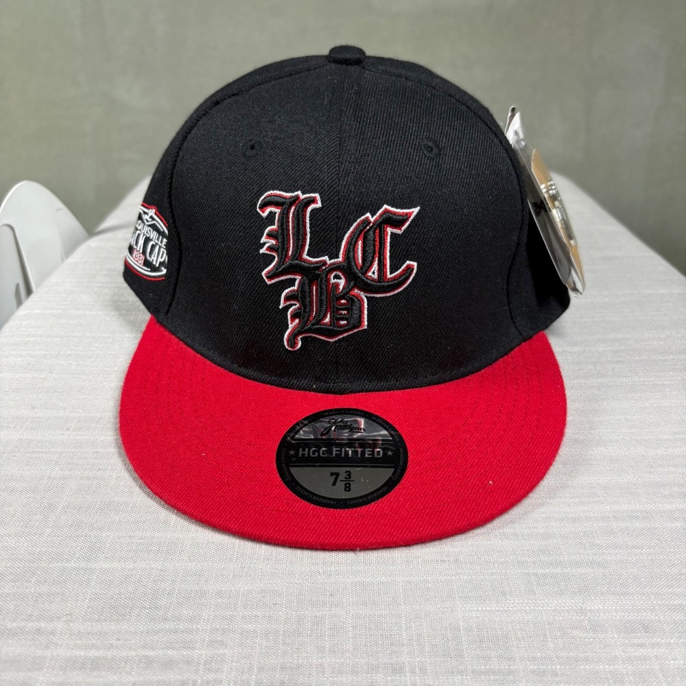Headgear Classics Louisville Black Caps 1931 Fitted Hat Black Red Size 7 3/8
